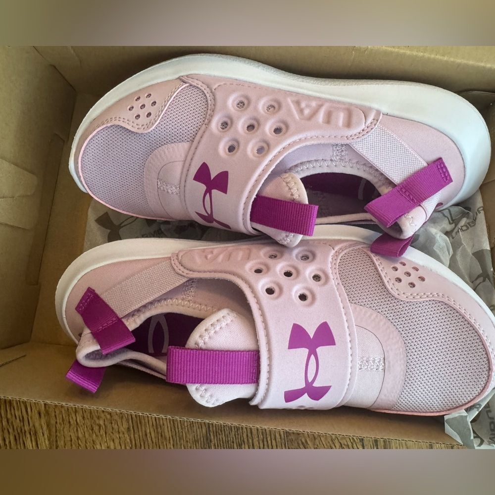 NEW NIB UNDER ARMOUR Runplay Pink Slip-On Sneakers Running Shoes Youth Girls 5 - Picture 5 of 5